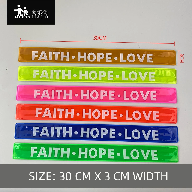 Светоотражающий браслет FAITH HOPE LOVE на запястье 30 см для бега езды