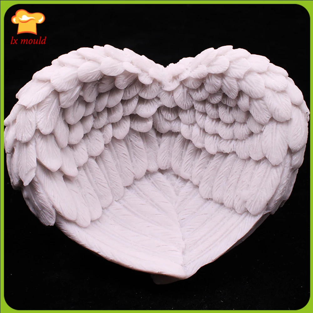 Angel Wings Silicone Mould Plaster Base Tools 3D Heart Shaped Feather Wing Soap Mold | Дом и сад