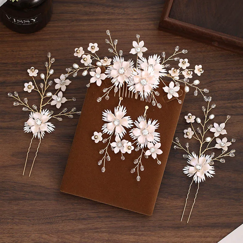 Романтичный свадебный головной убор для девочки Свадебный комплект ручной