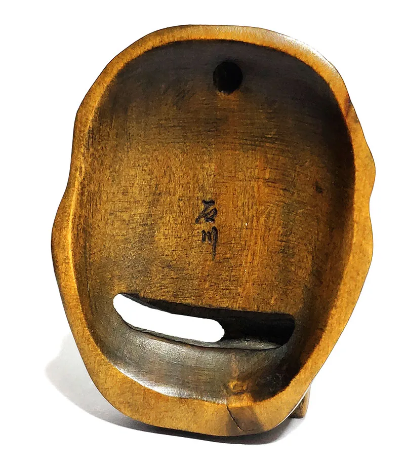 2 INCH Japanese Boxwood Hand Carved Netsuke Sculpture Miniature Man and Funny Mask - #ZY6365 | Figurines &amp Miniatures