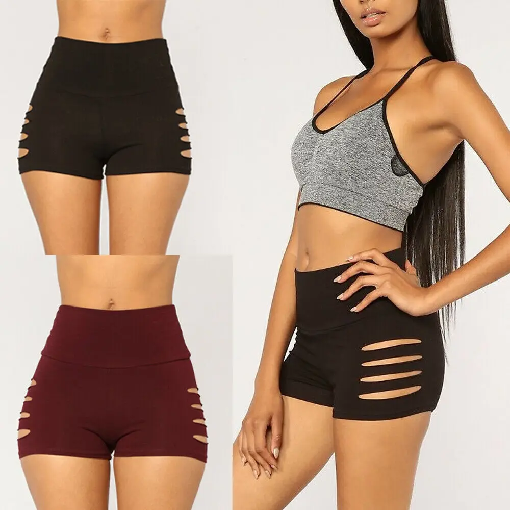 Женские эластичные шорты с высокой талией для фитнеса спортзала йоги популярные