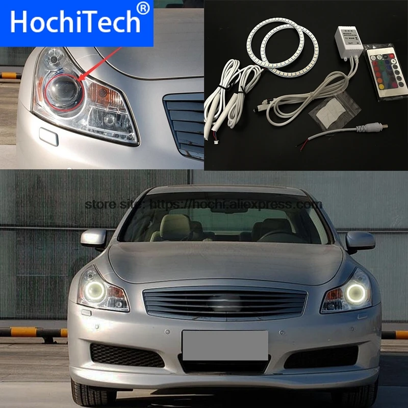 HochiTech RGB Multi-Color LED Angel Eyes Halo Rings kit super brightness car styling for Infiniti G35 2006 2007 2008 | Автомобили и
