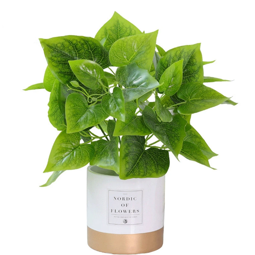 

B-LIFE 15 Inches Fake Plants Bosai Artificial Ficus Potted Plant for Indoor and Outdoor Desk Decor Procelain Pot
