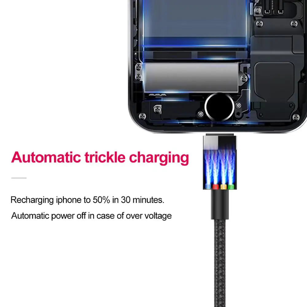 

ROFI Lightning Cable Fast Charging for iPhone Weave Type C Cable Fast Charge for Huawei P30 Type Cto Lighting for iPhone Cable