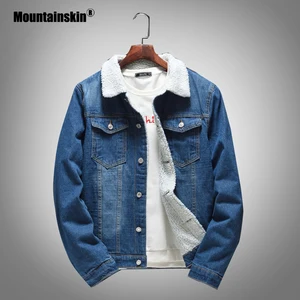 Мужская джинсовая куртка Mountainskin, кашемировая куртка с длинным рукавом, Вельветовая куртка, зима, SA737