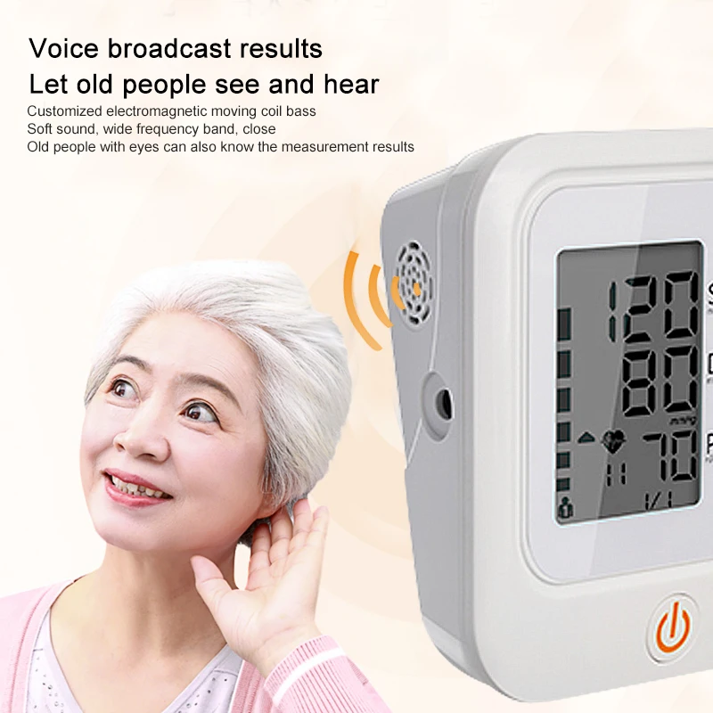 

Sygmomanometer With Voice Broadcast Heart Rate Pulse Check Portable Smart Blood Pressure Meter Digital LCD Large Cuff