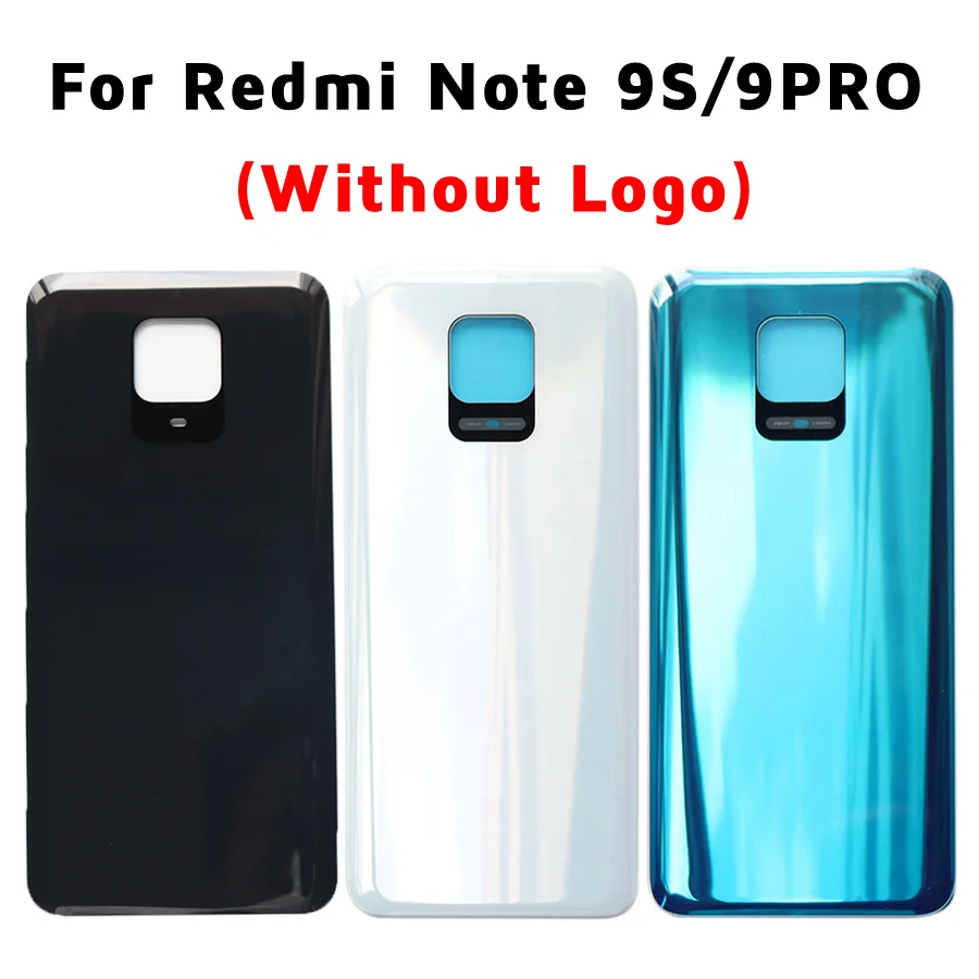 

NO LOGO Back Glass Cover For Xiaomi Redmi Note 9S/Note 9 Pro Battery Cover Back Glass Panel Rear Housing Door Case+Camera Lens