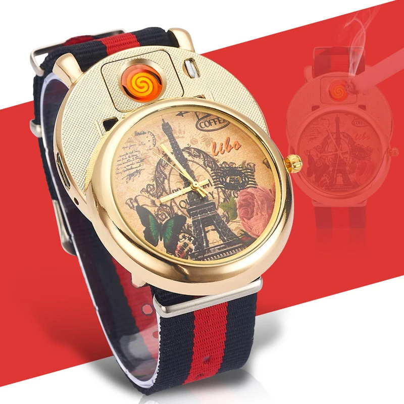 

Fashion Lighter Watch Creative Watch Electric USB Rechargeable Flameless Lighter Gadgets For Men Beat Gifts Dropshipping