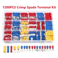 2807201200pcs assorted spade crimp terminal electrical wire cable connector kit insulated crimp butt ring fork lugs splice kit