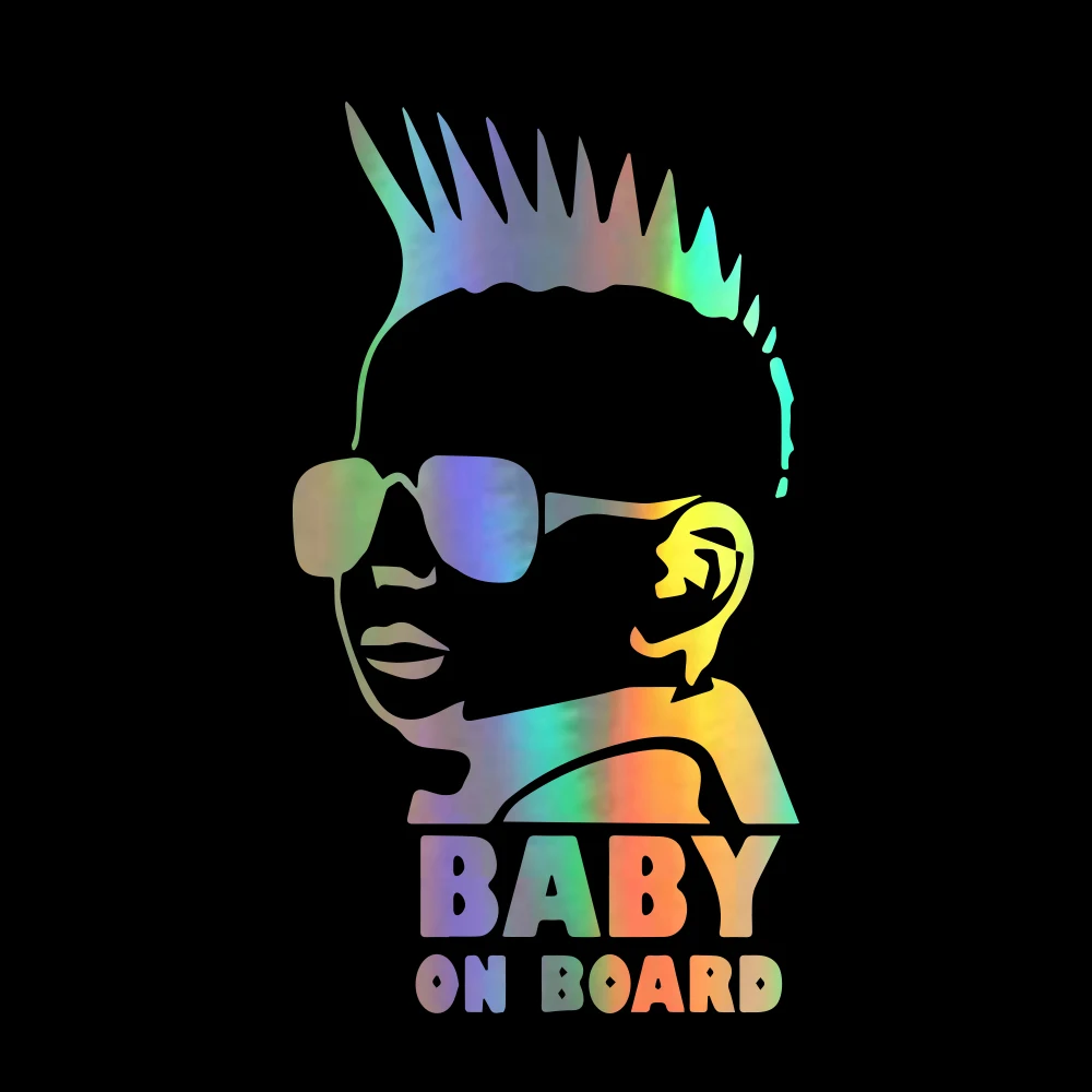 

Waterproof and Sunscreen PVC Car Sticker Baby on Board Funny Car Decal Reflective Laser 3D Door Body Window Car Stickers 8*15cm