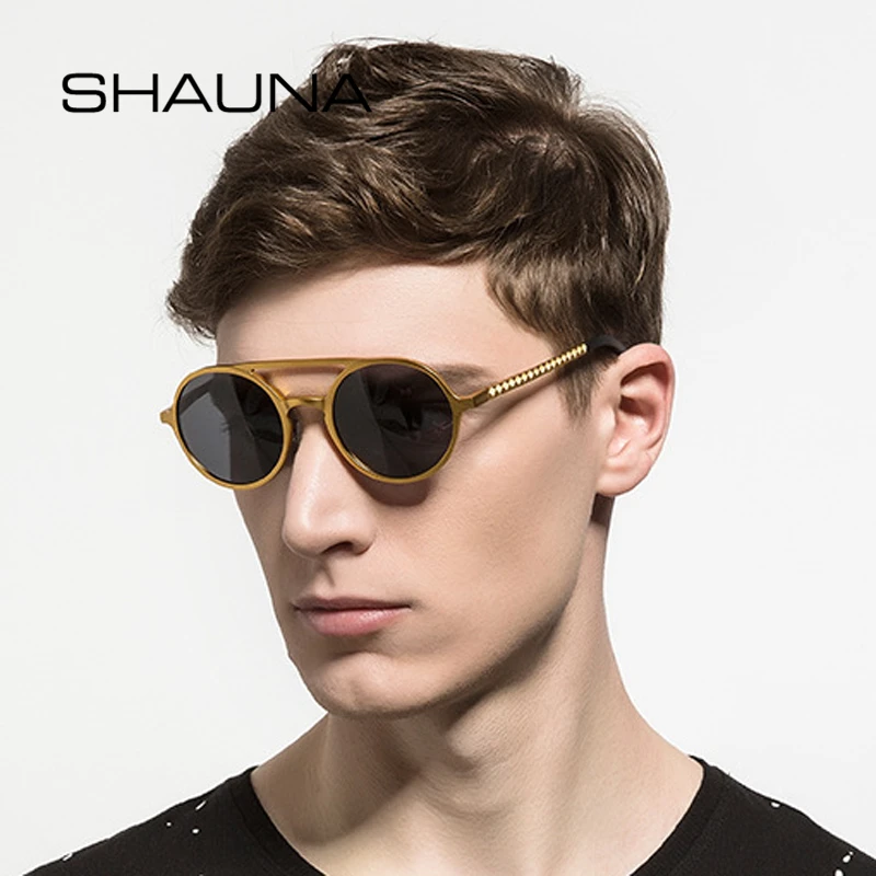 Мужские классические солнцезащитные очки SHAUNA поляризационные в круглой оправе