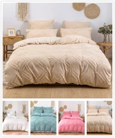 solid color duvet cover with pillowcase cut flowers bedding set micorfiber skin frinendly bedclothes set kids bed linen set king