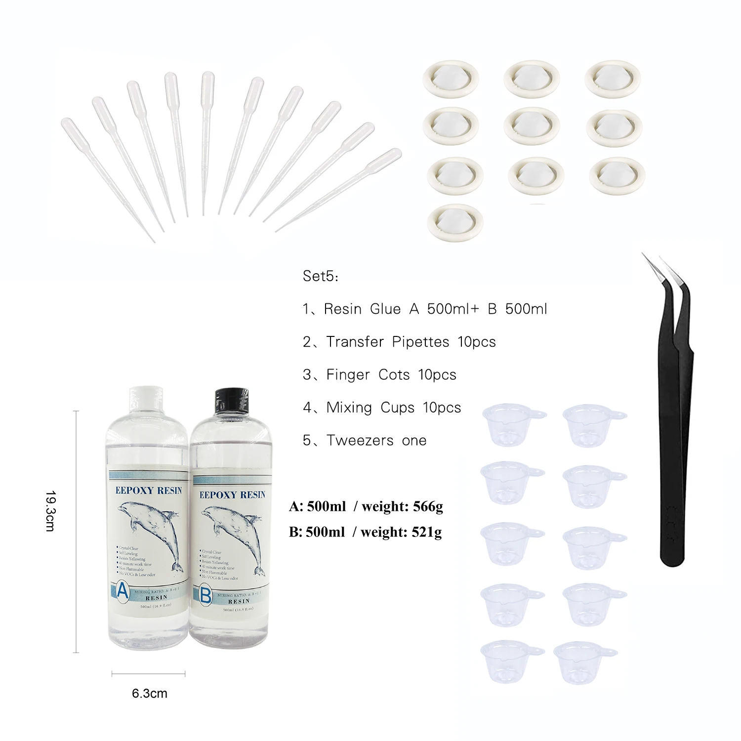 Epoxy Resin AB Glue Set,Crystal Clear Resin,Resin Glue Kit,Glue With DIY tools，Coating for Resin Jewelry,Fast Curing