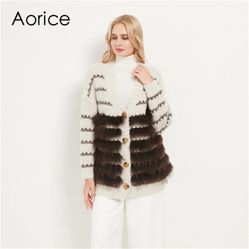 

Aorice женская шуба из натурального Лисьего меха куртка 2020 Ins/Лидер продаж, женские туфли, плоская подошва, для девочек, зимний свитер, пальто и ...