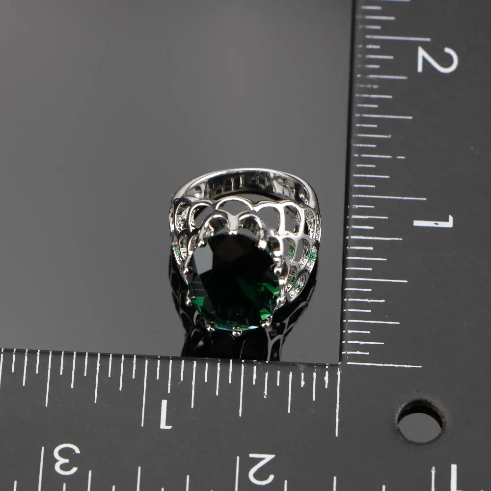 Женский Свадебный Комплект украшений из серебра 925 пробы с зеленым цирконием