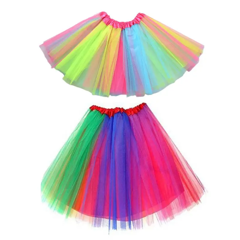 Фатиновая мини юбка пачка для взрослых и детей из сетчатой пряжи с оборками в