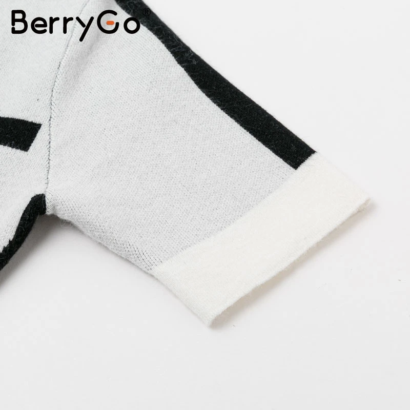 BerryGo Sexy v-neck women knitted dress Vintage winter lady club streetwear mini dress Party style autumn bodycon sweater dress