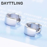 bayttling 10mm silver color simple blacksilver round wide hoop earrings for woman fashion party jewelry gift