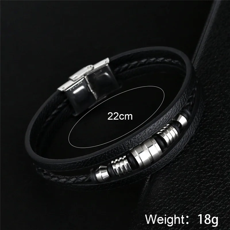 Браслет из натуральной кожи для мужчин Homme многослойный Золотой/Серебряный цвет