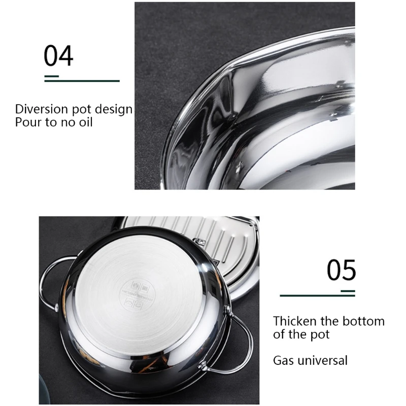 

Deep Frying Pot Tempura Fryer Pan with Thermometer Lid Stainless Steel Oil Drainer Wire Rack Kitchen Fried Cooking Tool