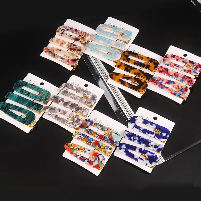

3Pcs/Set Fashion New Acetate Geometric Hair Clip For Women Girls Beautiful Hairpin Gold Barrettes Better Hair Accessories Set