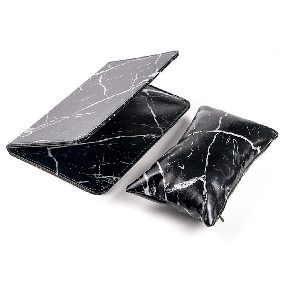 Manicure Tool Nail Art Wrist Washable Pillow With Cushion Professional Folding Holder Solid Soft Hand Rests PU Leather | Красота и