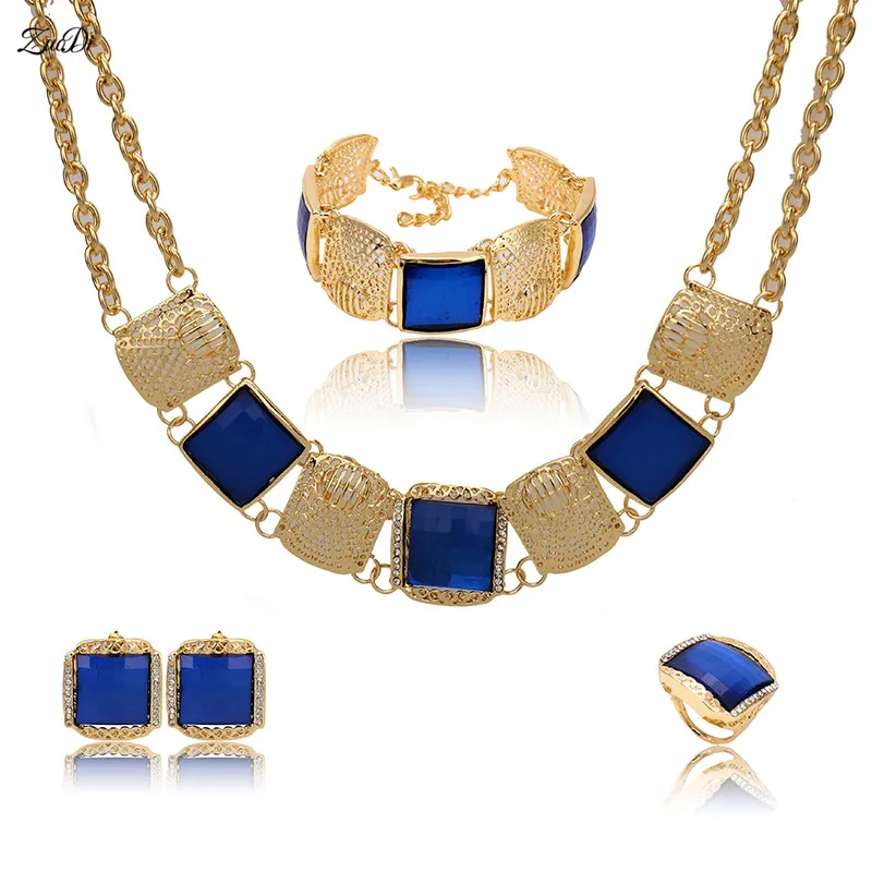 

ZuoDi quality Dubai Gold colorful Jewelry Sets Wholesale 2018 Fashion statement Jewelry Set Brand woman accessories jewelry set