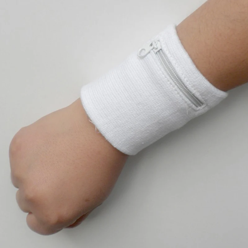 1 шт. хлопчатобумажные Браслеты Спортивный напульсник на молнии наручный кошелек