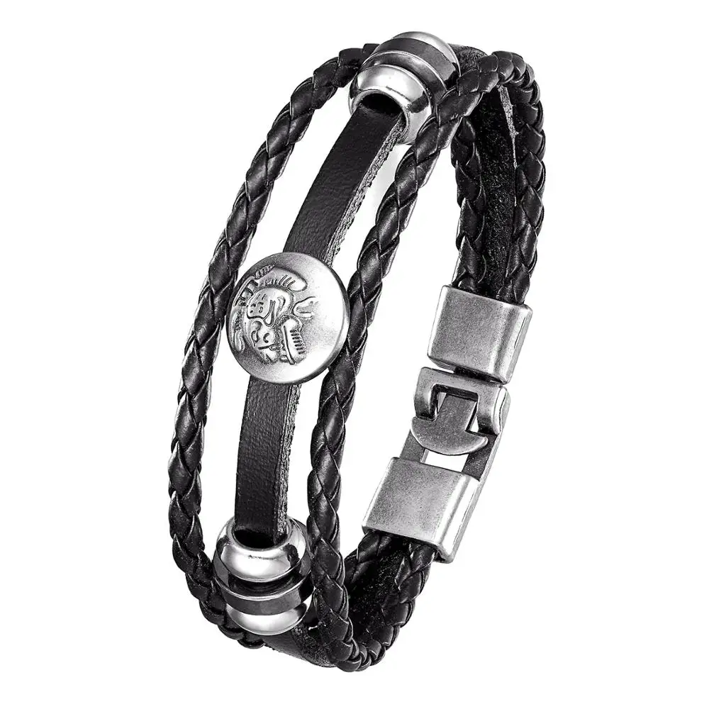 2020 модный Многослойный кожаный браслет с головой монстра мужской в стиле ретро