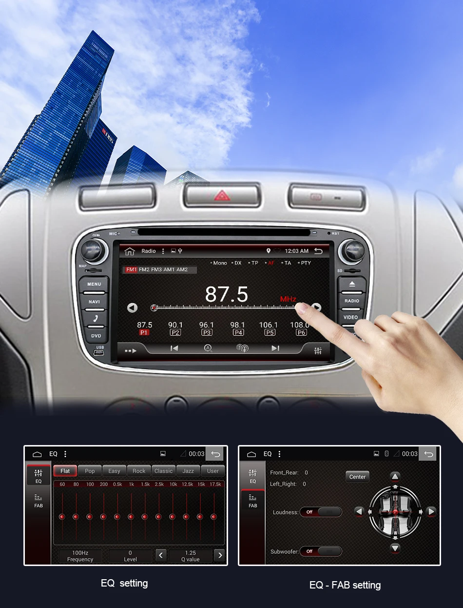 Eunavi 2 din Android 9 автомобильный DVD мультимедийный плеер gps для FORD Focus Mondeo S-MAX C-MAX Galaxy 4G 64G TDA7851 ips авто радио fm