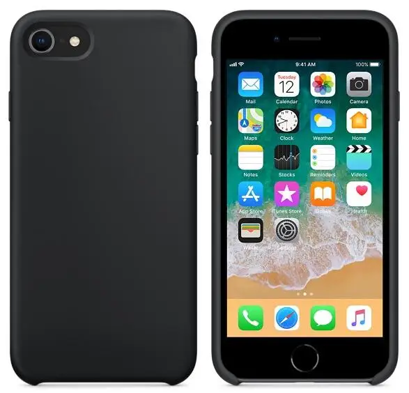 Черный Жидкий силиконовый чехол Keepever для iPhone 6, 6s, 7, 8 Plus, чехол для телефона apple X, XS, Max, XR, X, 5, 5C, SE, оболочка, Капа - Цвет: Черный