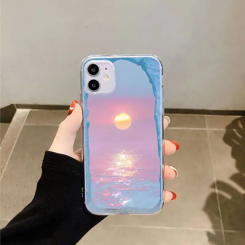 

Moon starry sky sun creative illustration Phone Case Transparent for iPhone 6 7 8 11 12 s mini pro X XS XR MAX Plus
