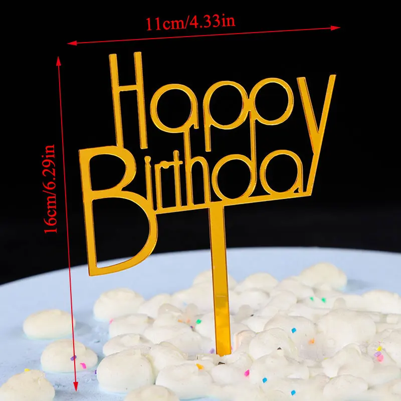 

Happy Birthday Cake Topper Healthy Acrylic Letter Cake Toppers Happy Birthday Party Supplies Cake Insertion Flag Decorations