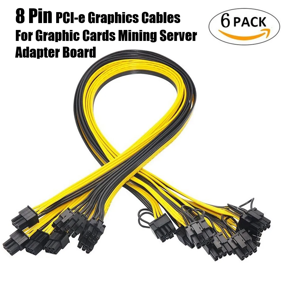 

6 Pcs 6 Pin PCI-e To 8 Pin (6+2) PCI-e (Male To Male) GPU Power Cable 50cm For Graphic Cards Mining HP Server Breakout Board