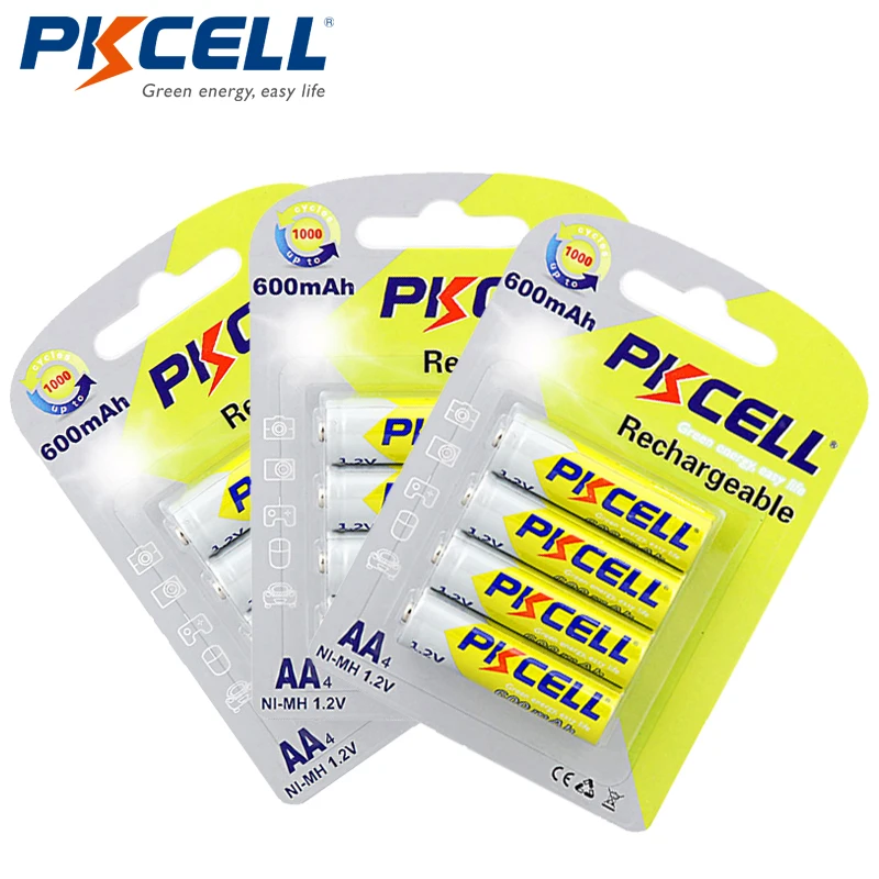 

Аккумуляторы PKCELL Ni-MH AA, 600 мАч, 1,2 в, 12 шт./3 карты