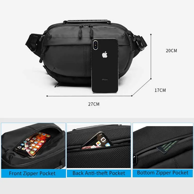 Многофункциональная поясная сумка OZUKO для мужчин водонепроницаемая уличная