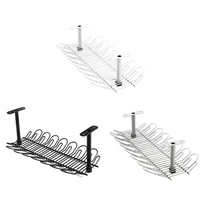 under desk cable management tray punch free power line strips storage rack metal wire cord charger organizer hanging shelf w3jc