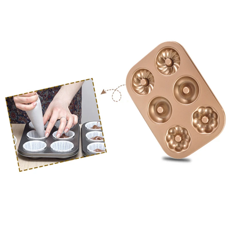 6 отверстий противень для выпечки сверхмощный круглый пончик из углеродистой