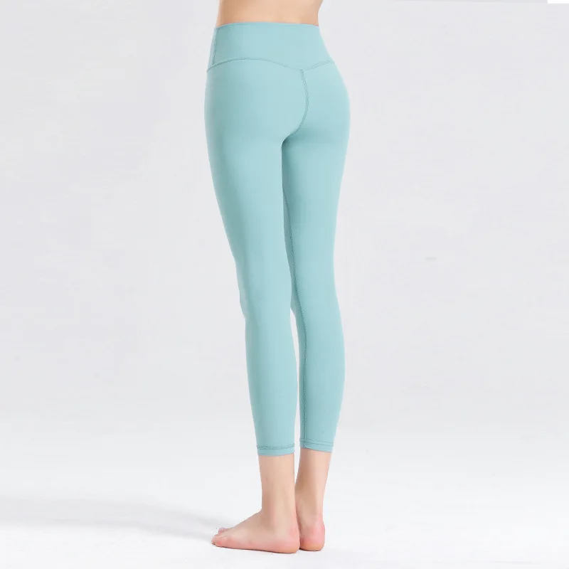 

Breathable Trousers Summer Tight-Fitting Yoga Ladies Solid Color Fitness Pants High Waist Leggings Running Women Sportswear 2021