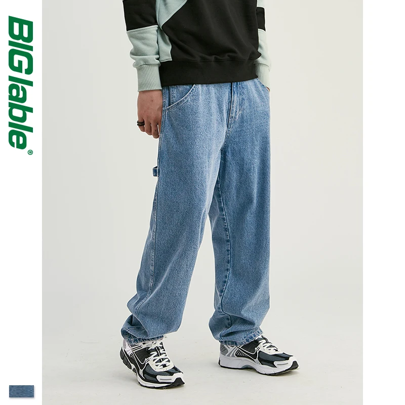 Большие складывающиеся 2019 AW мужские джинсы Модные Modis уличные свободные прямые