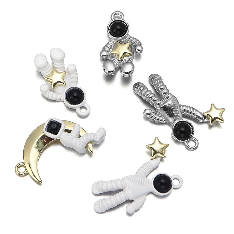 

5pcs Enamel Moon Stars Astronaut Charms for Jewelry Making DIY Bracelets Necklaces Handmade Pendant Jewelry Finding Wholesale