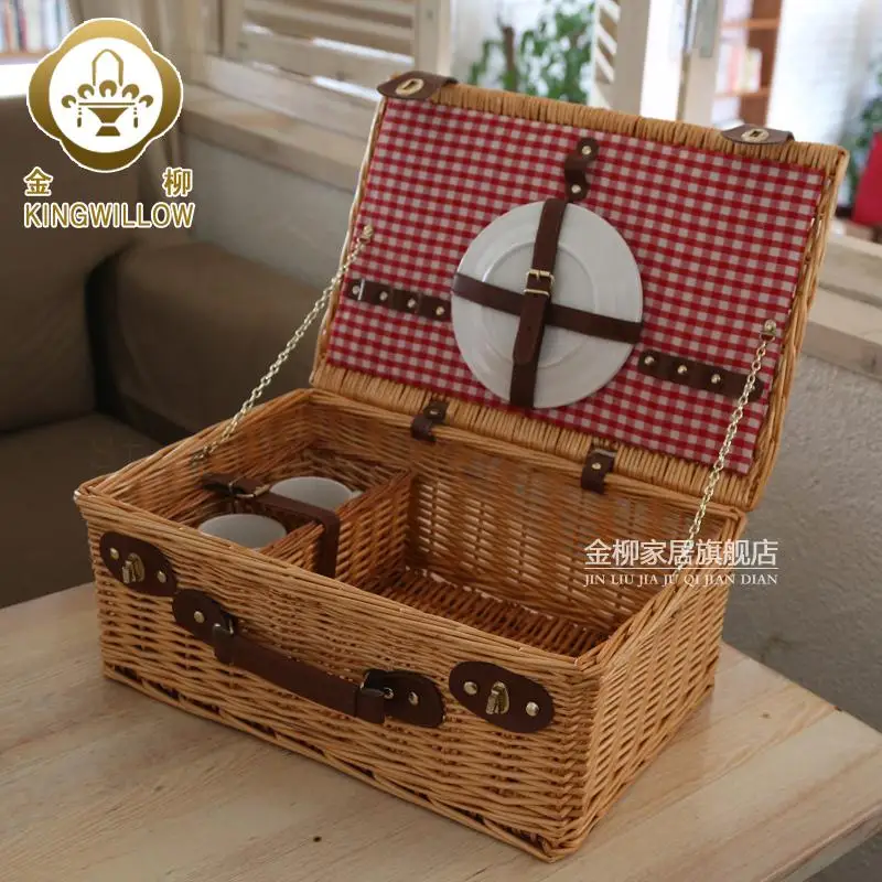 Плетеная корзина для пикника мобильная фруктов на открытом воздухе|Корзины