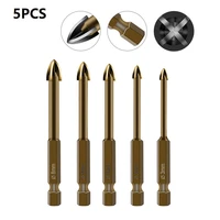 5pcs universal drilling tool drill bit hole opening power tools cross glass tile drill bits for electric hand drill bench drill