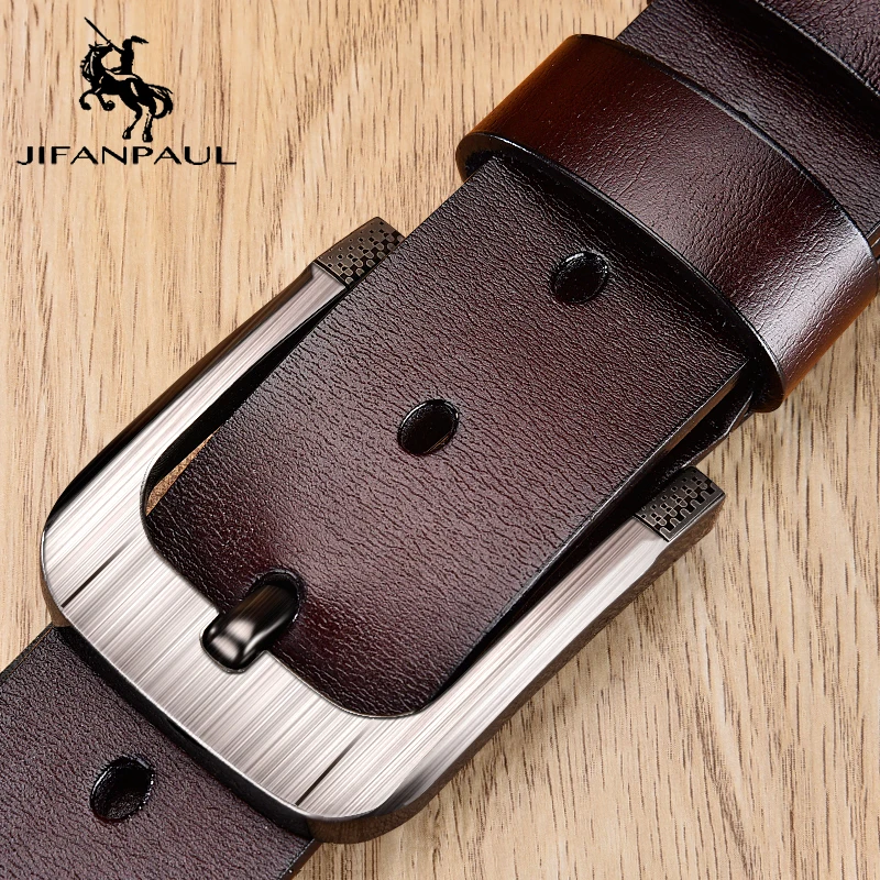 JIFANPAUL new Genuine Leather Belts For Men  Vintage Top Strap For Cowboys Jeans Waistband  Fashion Brand Luxury Leather belts