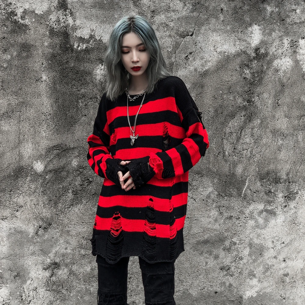 Unisex Hip Hop Punk Oversized Harajuku Men Clothing Streetwear Mens Couple Clothes Sweater Fashion