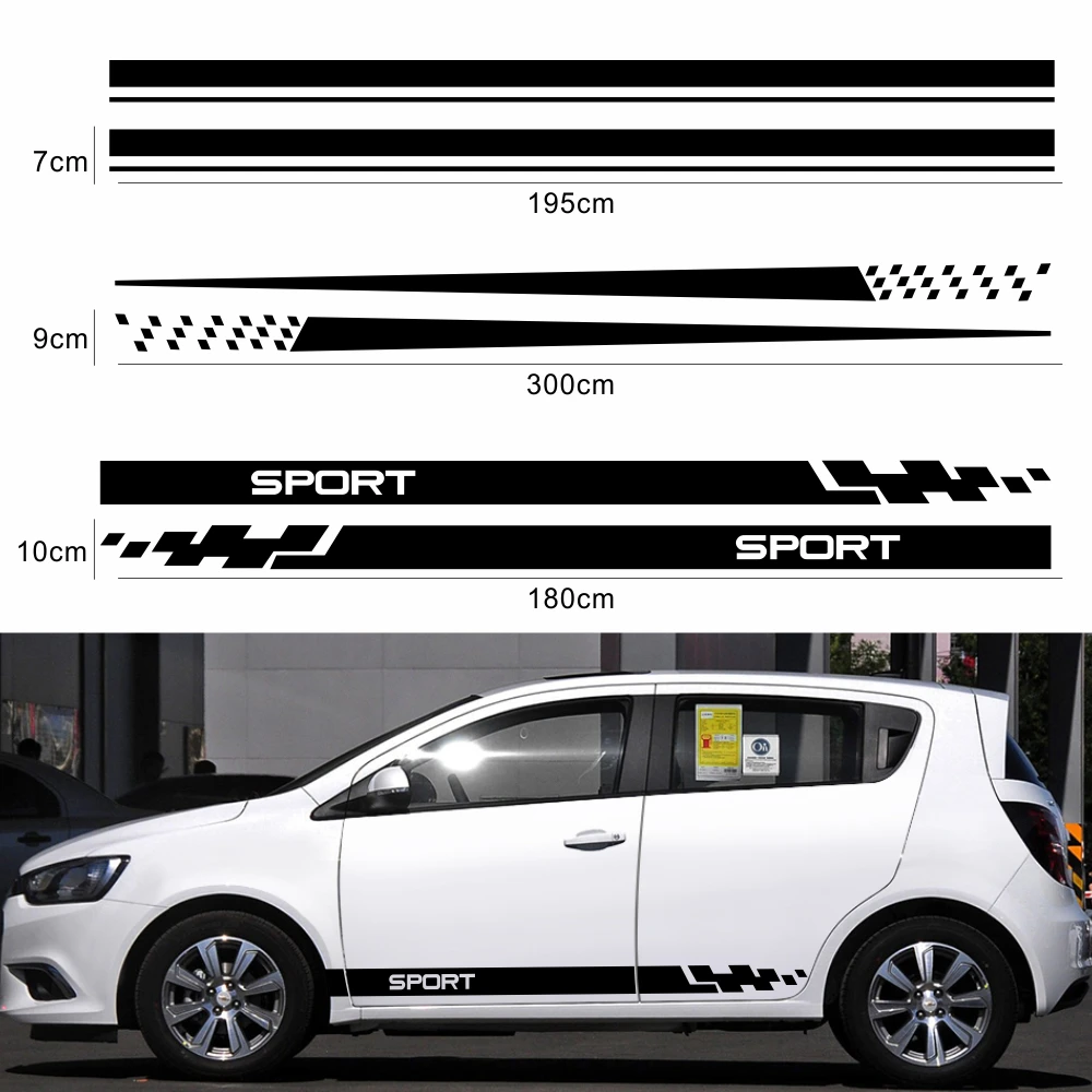 

2pcs Car Stickers Auto Vinyl Film Wrap Both Side Stripes Decoration Styling Decal Automobiles Sports Tuning DIY Car Accessories
