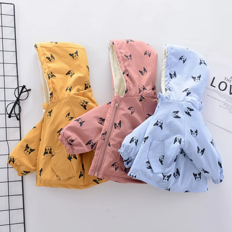 

Cheap 2021 Autumn Winter Kids Baby Girls Hooded Jacket Plus velvet Children For Boys Outerwear Thicken Warm hoodie Toddler Coat