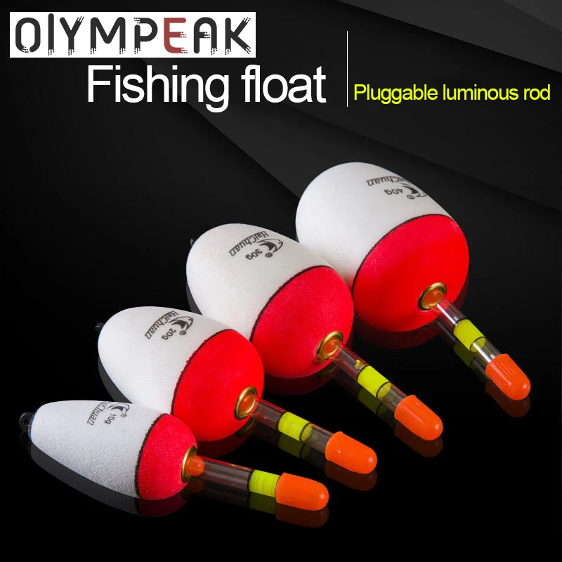 

0-100g EVA Luminous Fishing Float Buoy Plastic Striking Light Stick Foam Bobber Sea Carp Fishing Tackle Accessories Plastic