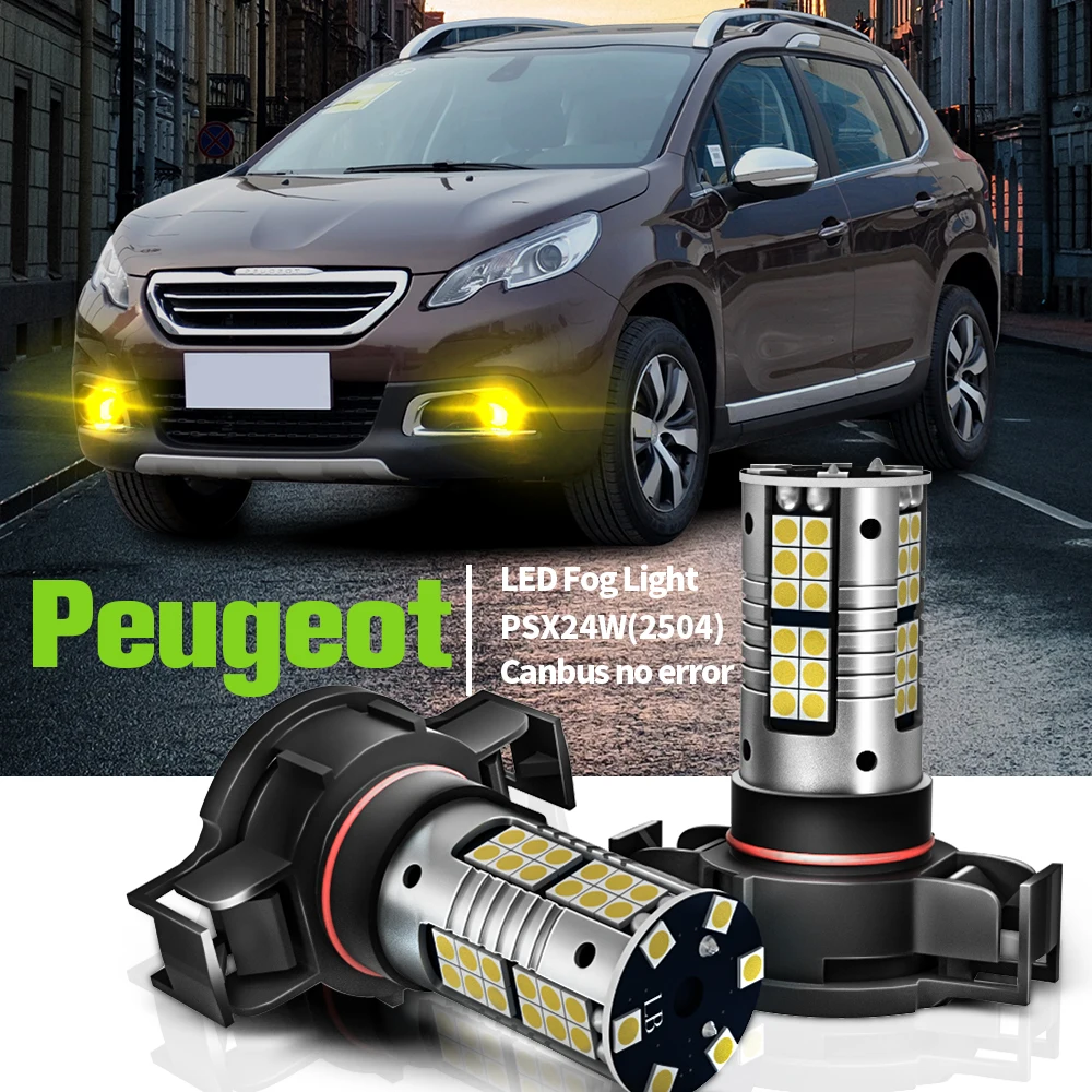 

2pcs LED Fog Light Blub Lamp Canbus PSX24W 2504 For Peugeot 2008 2013-2018 206 2009-2013 207 CC SW 208 3008 MPV 5008 2009-2016