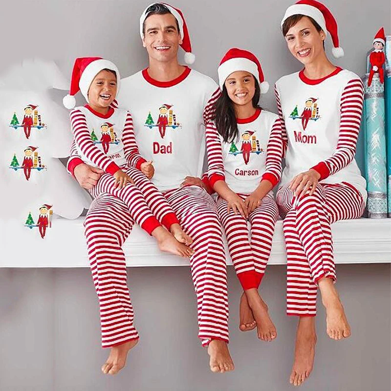 Фото Семейный комплект одежды одежда рождественские пижамы комплекты Рождественская